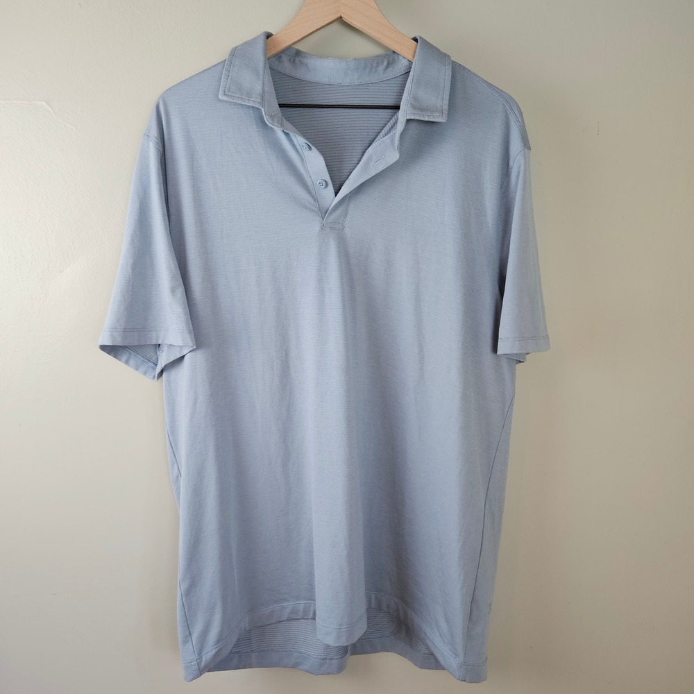 Lululemon Evolution Polo Shirt Men's L? Light Blue Top‎
